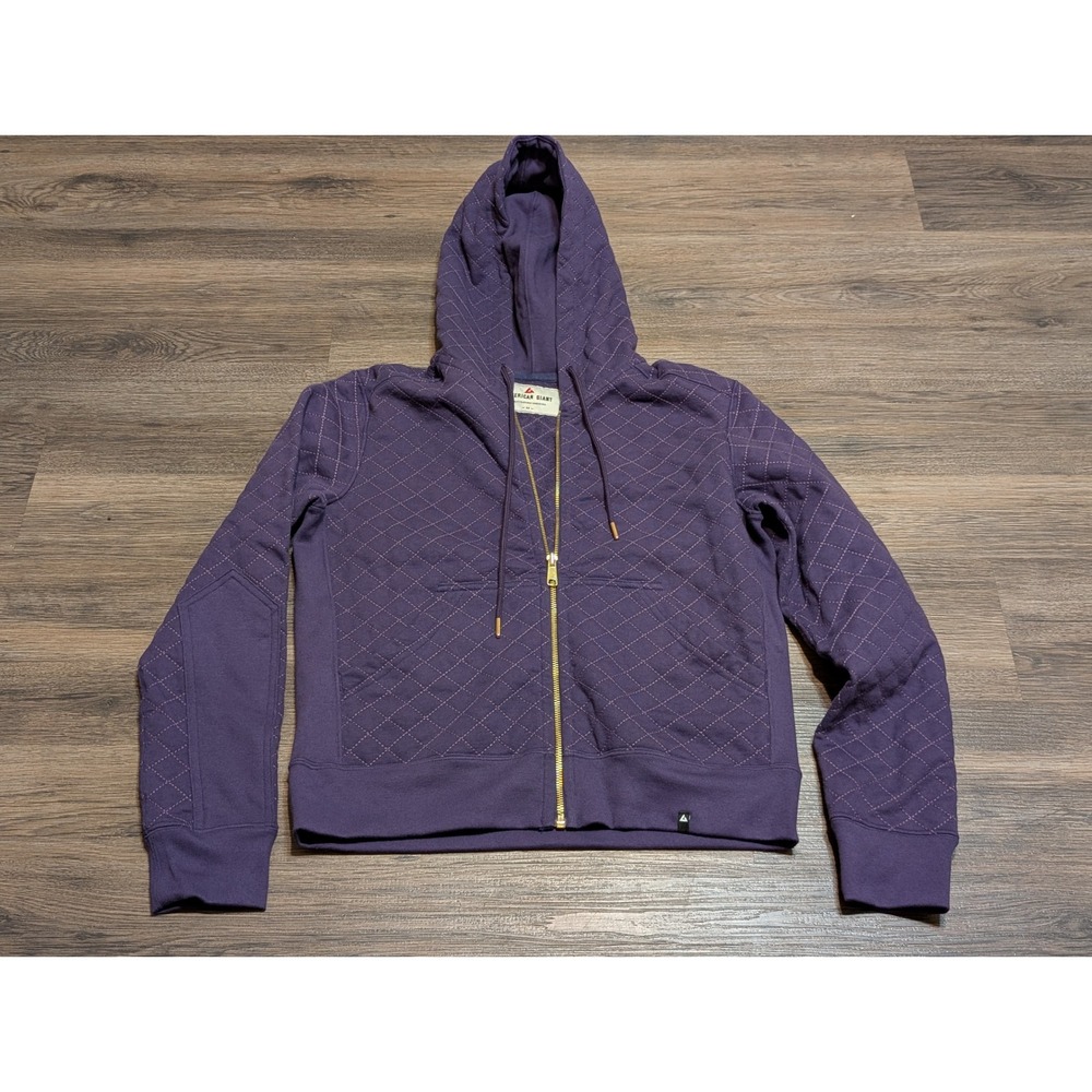 American Giant Purple Diamond Quilted Full Zip Hoodie Sweatshirt XS Made in USA